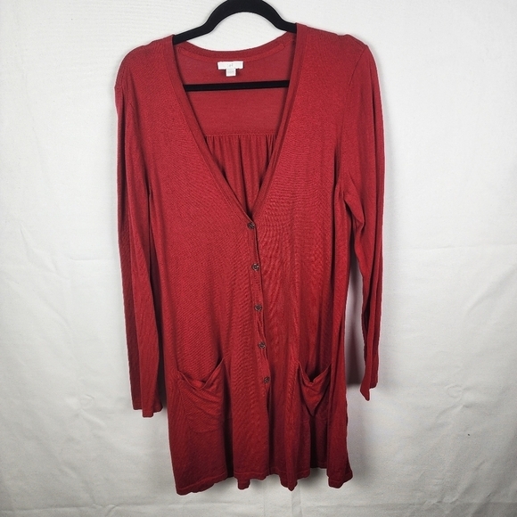 J Jill V-neck Button Up Long Cardigan SIZE Large - Picture 1 of 7